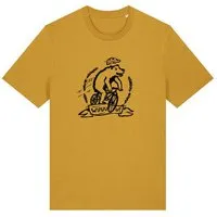 päfjes päfjes Wuuuu der Bär fährt Rad / Fahrrad - Fair Wear Männer Unisex Bio T-Shirt Siebdruck, Gelb (ochre), – Produktbild 1 von 1