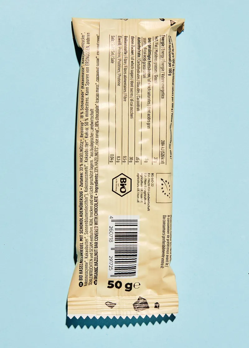 KoRo Bio Haselnussriegel mit Schokolade 50 g – Produktbild 3 von 4