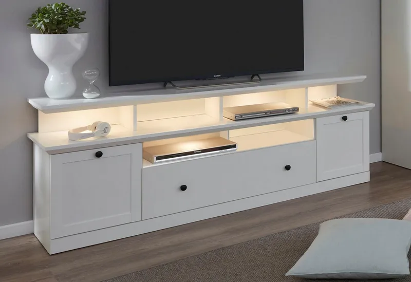 Home affaire Lowboard Örebro, Kommode, zeitloser Landhausstil, Beleuchtung optional, Weiß, – Produktbild 5 von 5
