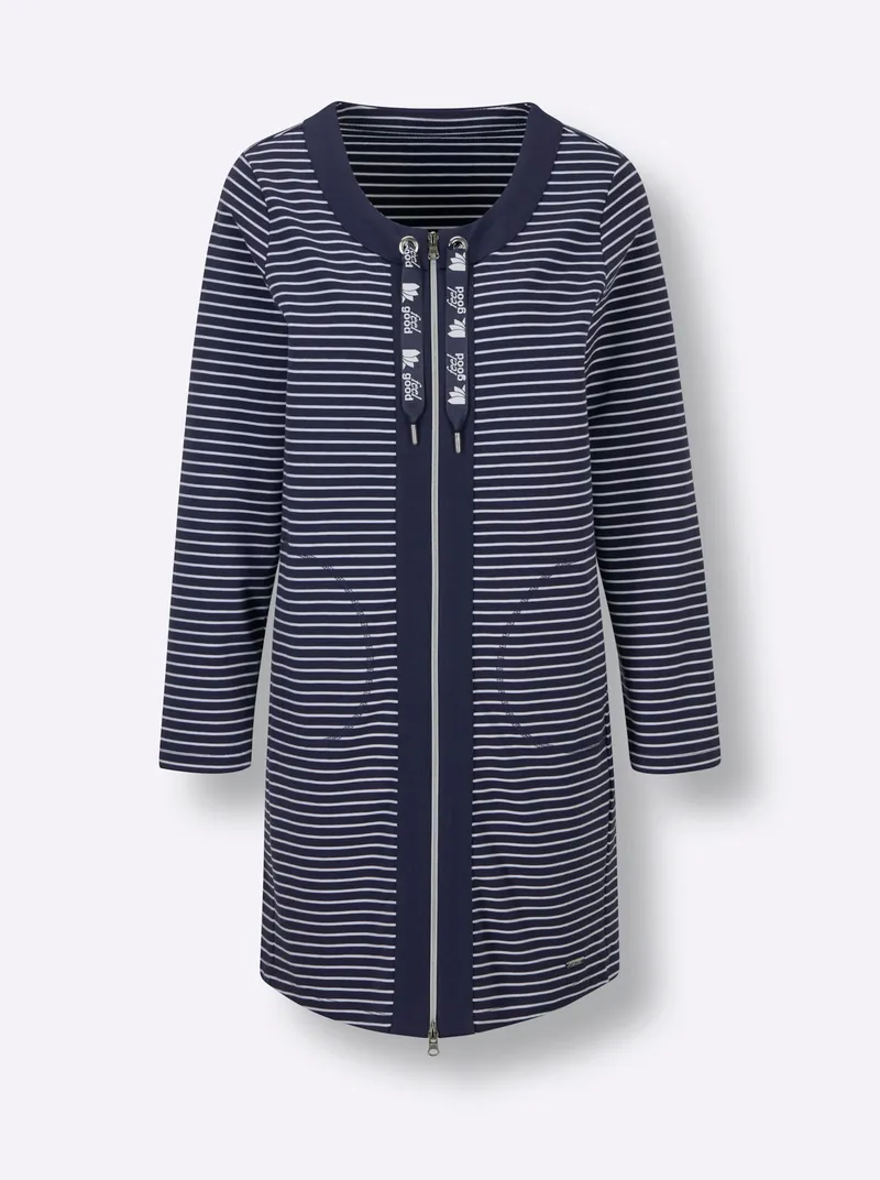 feel good Longjacke marine-weiß-geringelt, Marine-weiß-geringelt, – Produktbild 1 von 2