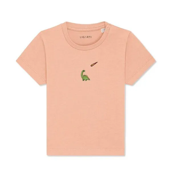 LIGARTI LIGARTI Babyshirt - Charlie der Dino, Pfirsich, – Produktbild 1 von 3