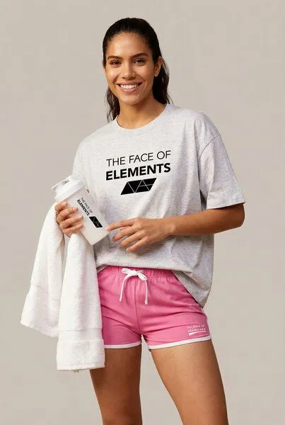 THE FACE OF ELEMENTS The Face of Elements Bold - Relaxed Boxy Fit T-Shirt aus Bio-Baumwolle, Heather grey (grau), – Produktbild 2 von 4