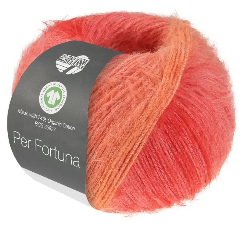 Lana Grossa Lana Grossa - Per Fortuna Degrade GOTS Häkelwolle, 190 m, 0106 mandarin orange lachs erdbeer, – Produktbild 1 von 1