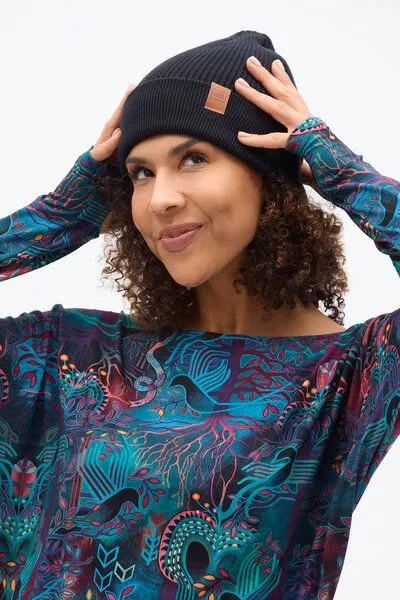 KOKOworld Mütze Peak Knit – Fairtrade Cotton – Klassische Beanie – Warm – Unisex – KOKOworld, Black (schwarz), – Produktbild 2 von 4