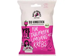social product social product Bio-Himbeere in Zartbitter-Schokolade x YESWECAN!CER, 50 g – Produktbild 1 von 1