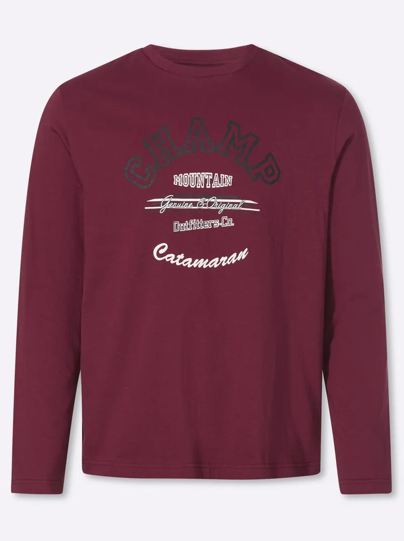 Catamaran Langarmshirt bordeaux-bedruckt, Bordeaux-bedruckt, – Produktbild 1 von 2
