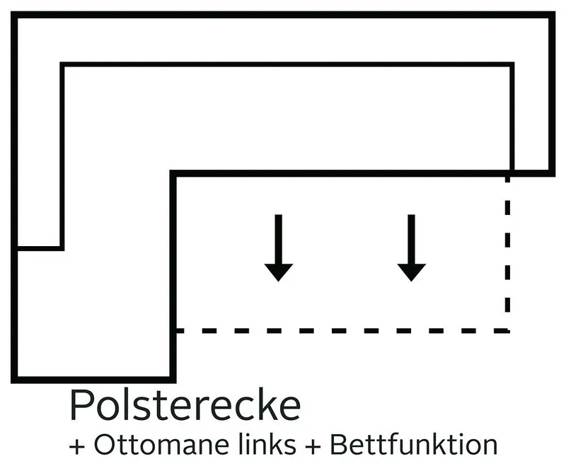COTTA Ecksofa Speedway L-Form, B: 262cm, moderne Couch, bequeme Wellenunterfederung, Kopfteilverstellung, optional Schlaffunktion & Bettkasten, Schwarz, – Produktbild 4 von 5