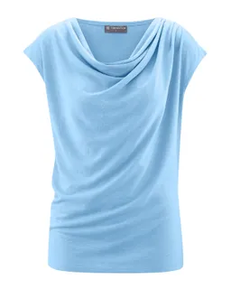 HempAge Hempage Damen vegan Top Mit Wasserfall Ausschnitt Gletscherblau – Produktbild 1 von 1