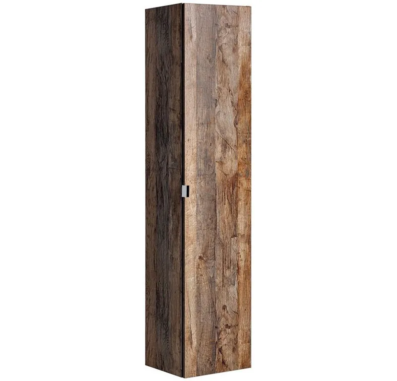 Lomadox Hochschrank PUEBLA-56 Badmöbel Vintage Oak Eiche, 2 Türen, B/H/T: 35/160/33 cm, Braun, – Produktbild 4 von 5