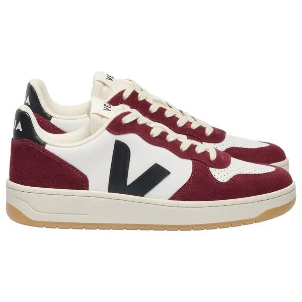 Veja Veja Damen-Sneaker V-10 Prime Leather White Black Amarante – Produktbild 1 von 4