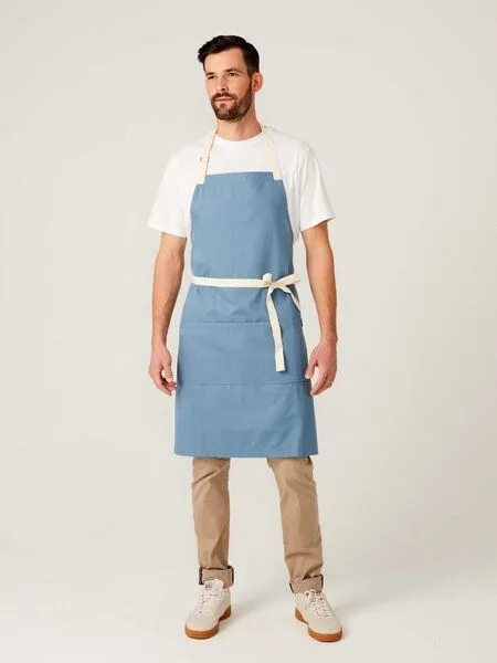 KAYA&KATO KAYA&KATO Latzschürze lang OVEN, Taubenblau, – Produktbild 3 von 4