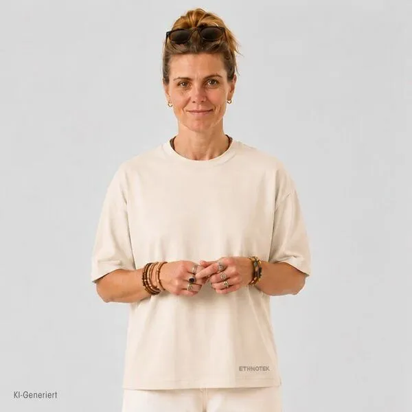 Ethnotek Ethnotek T-Shirt mit Stickerei Heavyweight Organic Cotton Oversized, Sand- dune embroidery, – Produktbild 1 von 4