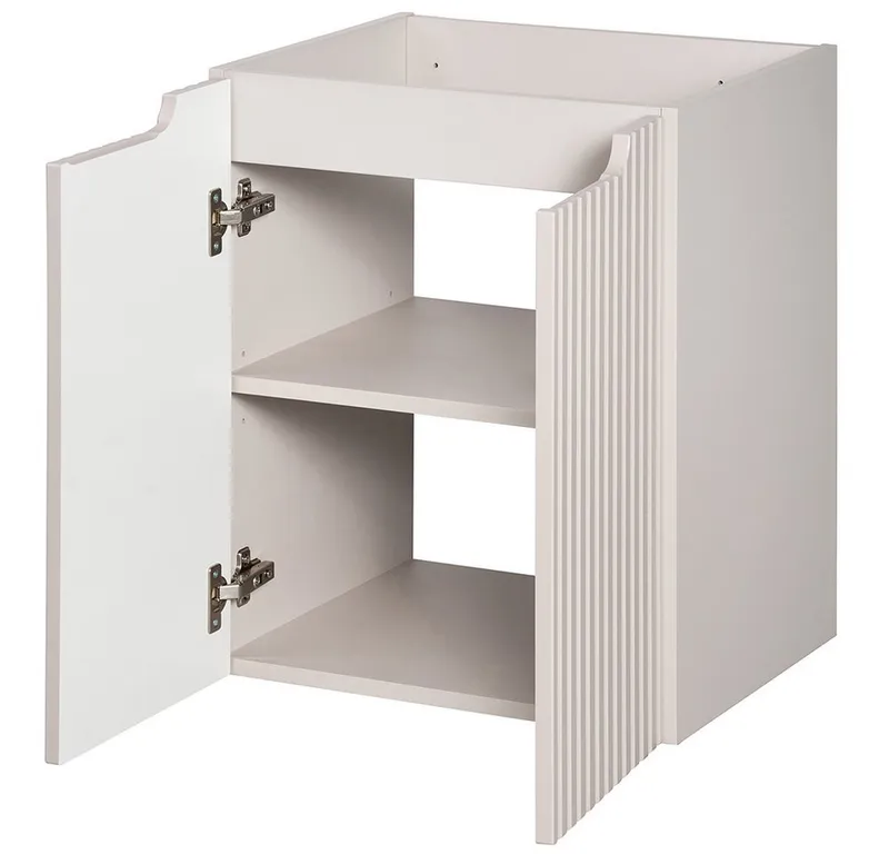 Lomadox Unterschrank NEWPORT-56-CASHMERE Waschtischunterschrank, kaschmir mit gerillter Front, ca. 50/57/39cm, Beige|weiß, – Produktbild 2 von 5