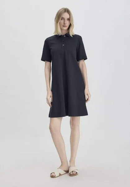 hessnatur hessnatur Jersey Kleid Knielang Relaxed aus Bio-Baumwolle, Marine, – Produktbild 1 von 4