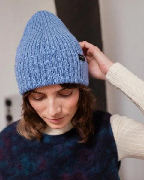 Rotholz Rotholz Mütze - Classic Ribbed Beanie - aus Wolle, Blau (washed blue), – Produktbild 1 von 4
