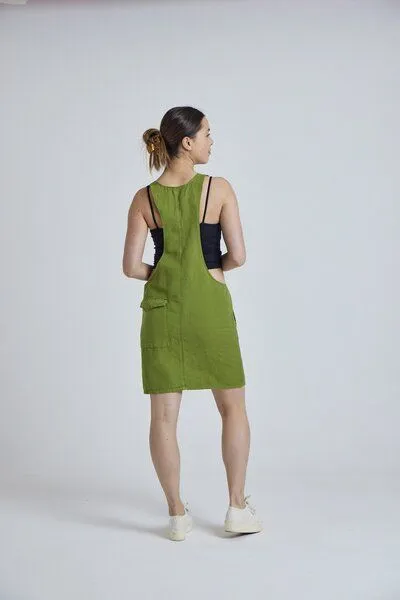 Flax and Loom Flax and Loom Leinen Latzkleid Peggy, Spring green (grün), – Produktbild 3 von 6