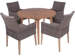 Gartenmöbel-Set "FREMONT/NORVELL 01" 5-tlg. 1 Tisch Akazie, 4 Sessel KSgefl. hellbraun – Produktbild 1 von 1