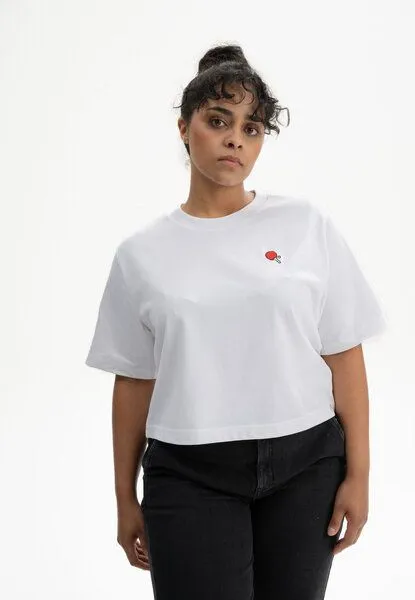 MELA Cropped T-Shirt schwer JOSHNA Stickerei | von MELA | Fairtrade & GOTS zertifiziert, Weiss / ping-pong, – Produktbild 1 von 4