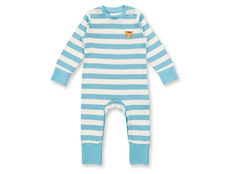 Sense Organics Sense Organics Baby und Kinder Schlafanzug mit Umschlagbündchen aqua Gr. 86 (12-18 Monate), Blau, – Produktbild 1 von 2
