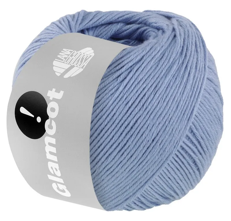 Lana Grossa Lana Grossa GLAMCOT Häkelwolle, 155 m (zart glänzende, multifile Baumwoll-Viskosemischung), 50 g, Blau, – Produktbild 1 von 1