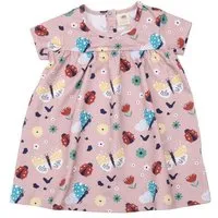 Walkiddy Baby-Babydoll-Kleid GOTS zertifiziert – Pink mit Marienkäfer- & Schmetterlingsmuster | Walkiddy – Produktbild 1 von 1