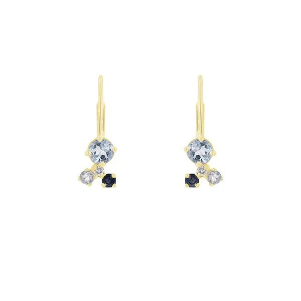 Eppi Eppi Hängeohrringe mit Mondstein, Aquamarin, Saphir und einem Diamanten Kerrie, Gelb, – Produktbild 1 von 3