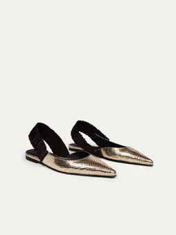 BIKKOU BIKKOU Damen vegan Flats Sonntagsbrunch Gold Python – Produktbild 1 von 1