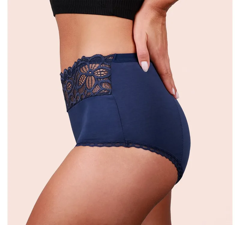 Taynie Taynie Periodenslip Deluxe ultra - Periodenunterwäsche sehr starke Blutung - Damen (1-St., 1er-Pack) Auslaufsichere Periodenunterwäsche / Periodenslip aus Bio Baumwolle, Blau, – Produktbild 4 von 5
