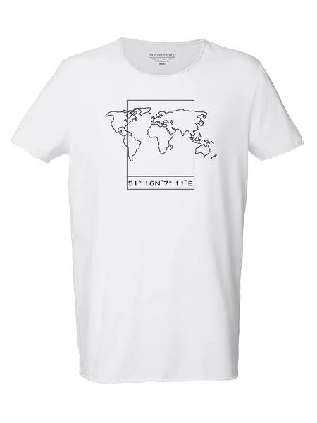 Human Family Human Family Bio Herren Sommer T-Shirt "Surfs - Worldmap", Weiss, – Produktbild 1 von 3