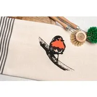 Hirschkind Hirschkind Bio- & Fair-Trade - Geschirrtuch 'Rotkehlchen' naturfarben – Produktbild 1 von 1