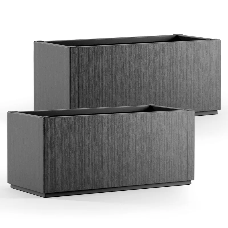 Casaria® Blumentopf Ethica 2er-Set Anthrazit Kunststoff 80x36x36cm – Produktbild 1 von 2