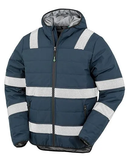 Result Genuine Recycled Result Genuine Recycled Safety Workwear HiViz Gefütterte Sicherheitsjacke Recycelt Warnschutz Regen- und Windjacken, Navy, – Produktbild 2 von 3