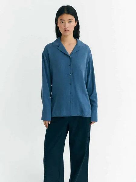 thinking mu thinking mu Damen Bluse - Sira Blouse - aus Lyocell, Sea (blau), – Produktbild 1 von 4