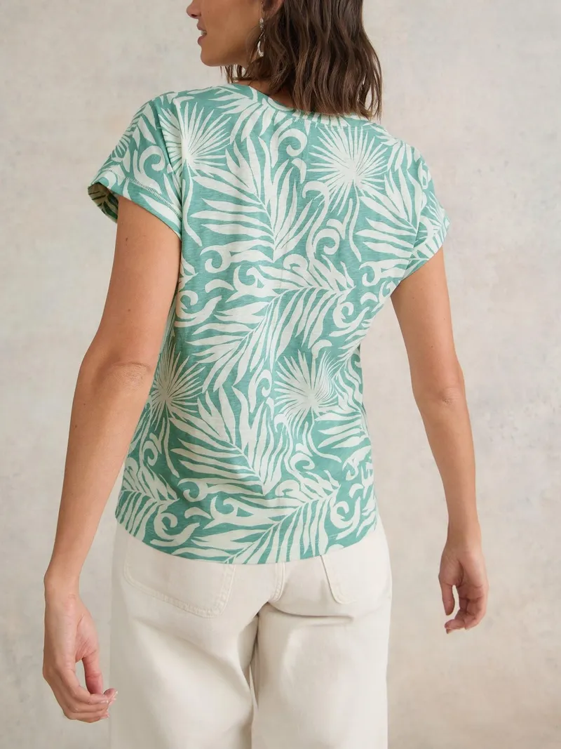 White Stuff Nelly T-Shirt mit Keilausschnitt - 34, Grün, – Produktbild 4 von 4