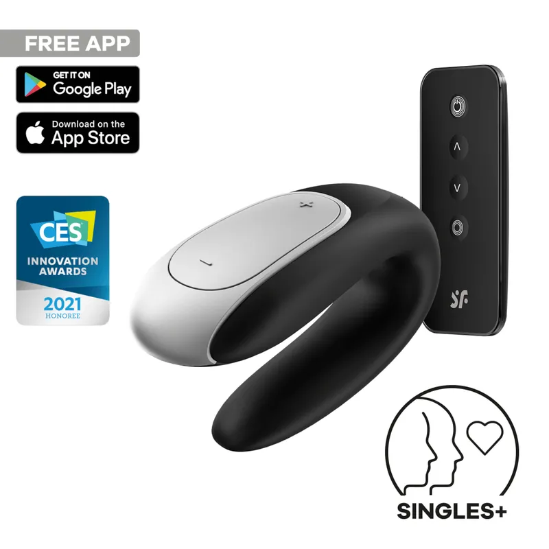 Satisfyer Satisfyer Double Fun Connect App, 9,5 cm, mit Fernbedienung, Schwarz, – Produktbild 1 von 1