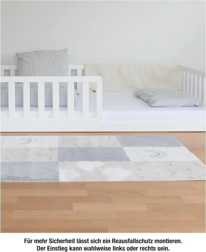 Ehrenkind Kinderbett Bodenbett Livo aus massivem Buchenholz mit Rausfallschutz (FSC® zertifizert), in verschiedenen Ausführungen, Beige, – Produktbild 3 von 5
