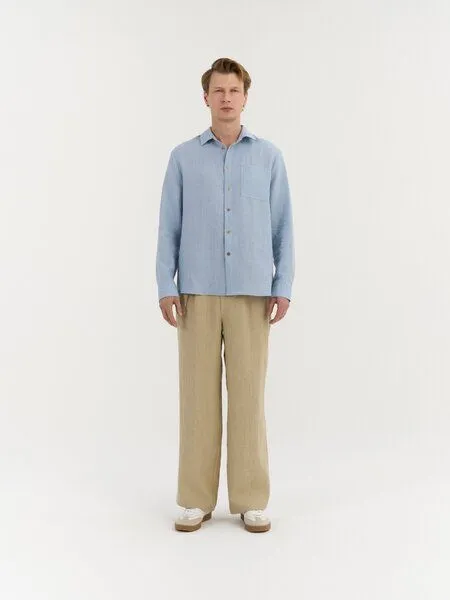 AmourLinen AmourLinen Leinenhemd mit Knopfleiste JULIAN, Hellblau (blau), – Produktbild 1 von 2