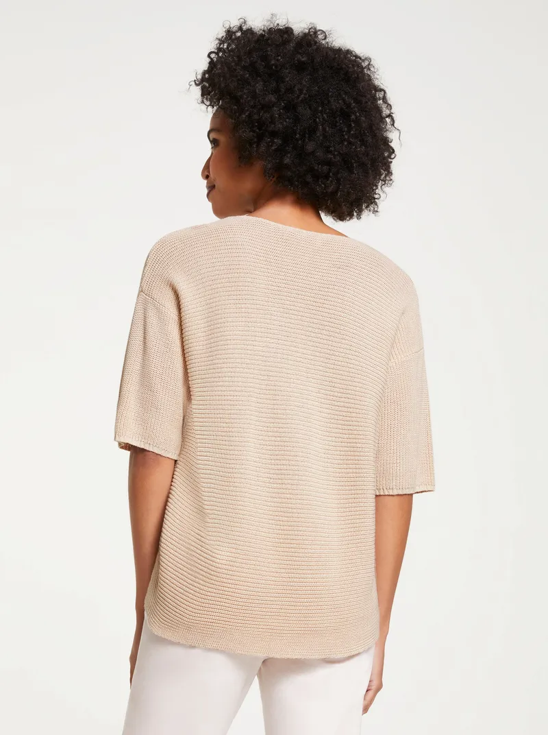 heine Kurzarmpullover elfenbeinfarben, Elfenbeinfarben, – Produktbild 1 von 2