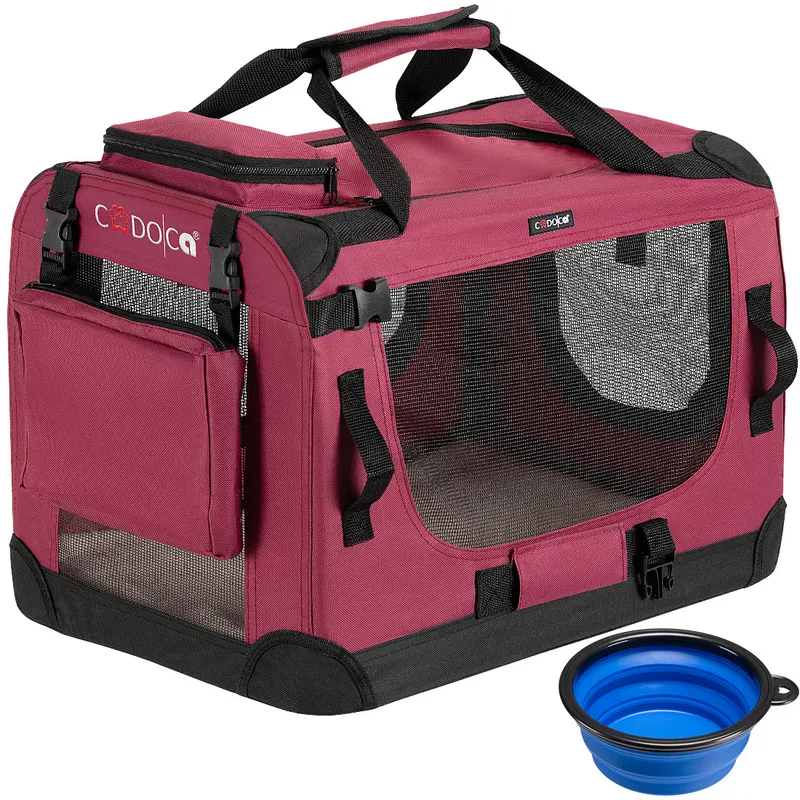 Casaria® Casaria® Cadoca Tiertransportbox S 50x34x36cm dunkelrot – Produktbild 1 von 1