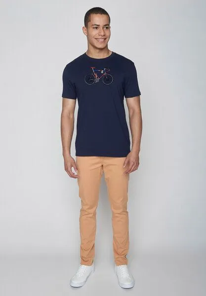 GreenBomb GREENBOMB Bike Jack Guide - Sportliches T-Shirt aus Bio-Baumwolle / hochwertiger Print / GOTS / Fair & Vegan, Blau (navy), – Produktbild 3 von 4