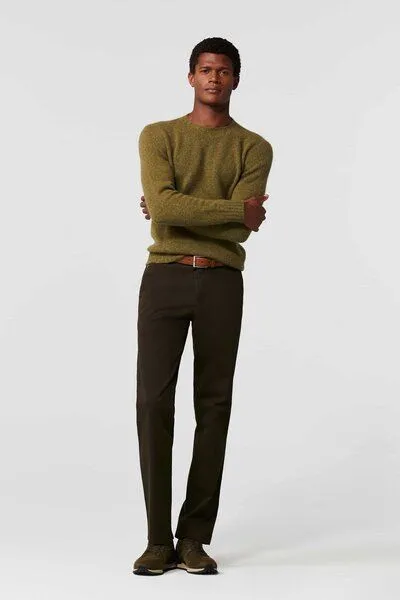 Meyer MEYER Micro Print Baumwoll Twill Chino, Grün (oliv), – Produktbild 2 von 3