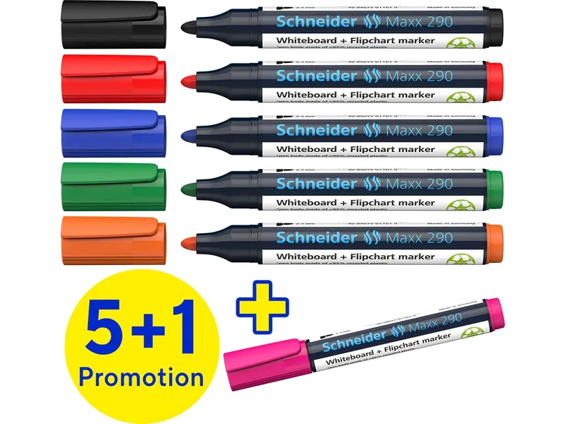 Schneider Schneider 6er-Pack Whiteboardmarker "Maxx 290" 5+1 Gratis, Sortiert, – Produktbild 2 von 4