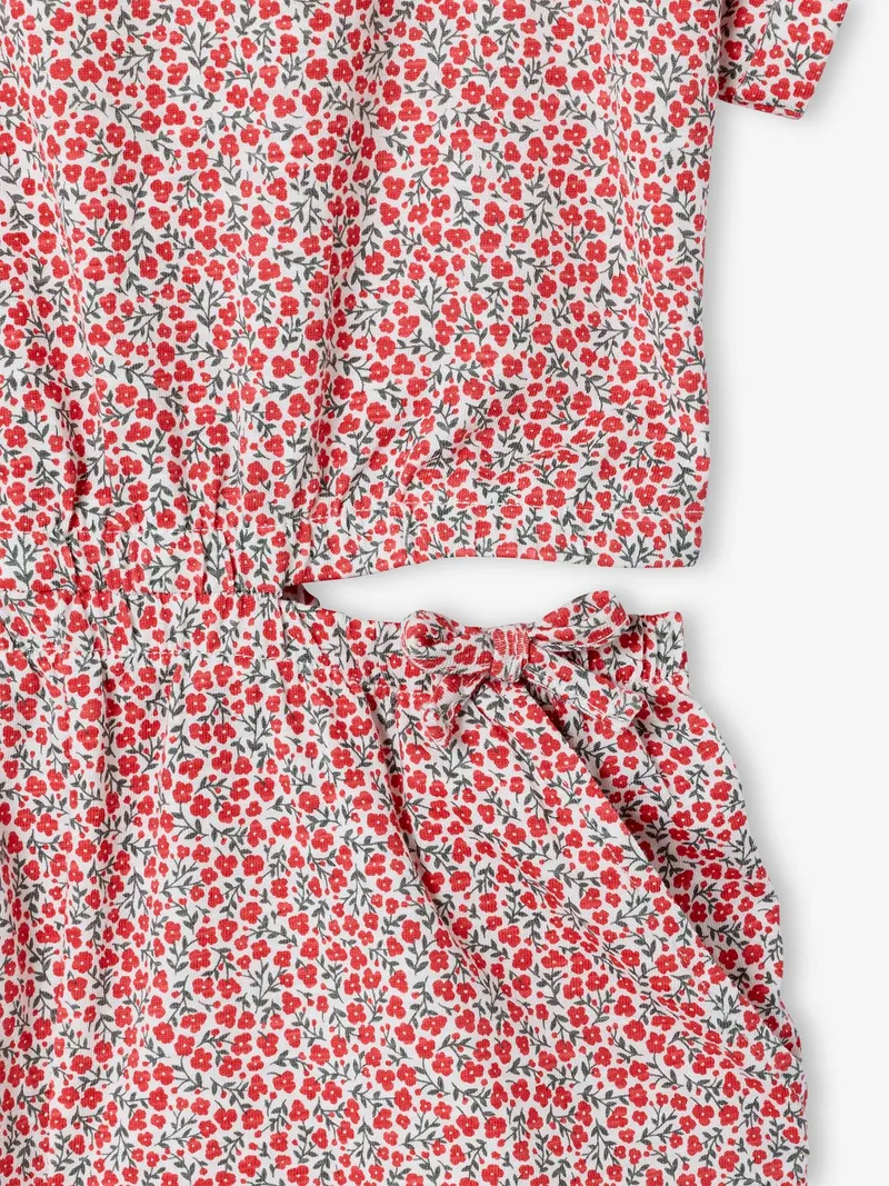 Vertbaudet Kurzer Mädchen Jumpsuit mit Cut-out an den Seiten, Wollweiß, – Produktbild 2 von 3