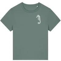ilovemixtapes ilovemixtapes Nachhaltiges Damen T-Shirt mit Seepferdchen-Motiv – zeitlos, bequem & fair produziert, Green bay (grün), – Produktbild 1 von 1