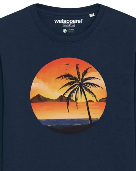 watapparel watapparel Sweatshirt Unisex Sunset on palm beach, French navy, – Produktbild 3 von 4