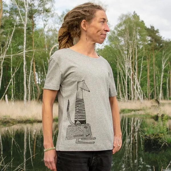 Cmig Cmig Damen T-Shirt Reise Wiesel, Heather grey, – Produktbild 3 von 4