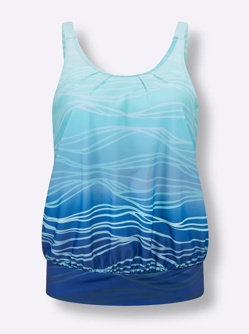 feel good Tankini-Oberteil aqua-mittelblau-bedruckt, Aqua-mittelblau-bedruckt, – Produktbild 2 von 2