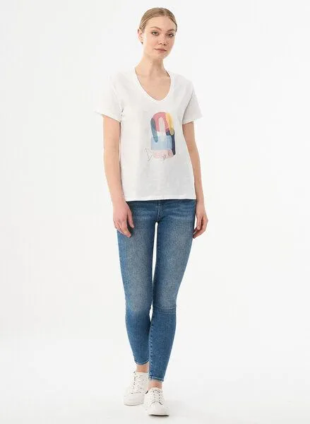 ORGANICATION ORGANICATION Damen T-Shirt aus Bio-Baumwolle mit Print, Off white, – Produktbild 2 von 4