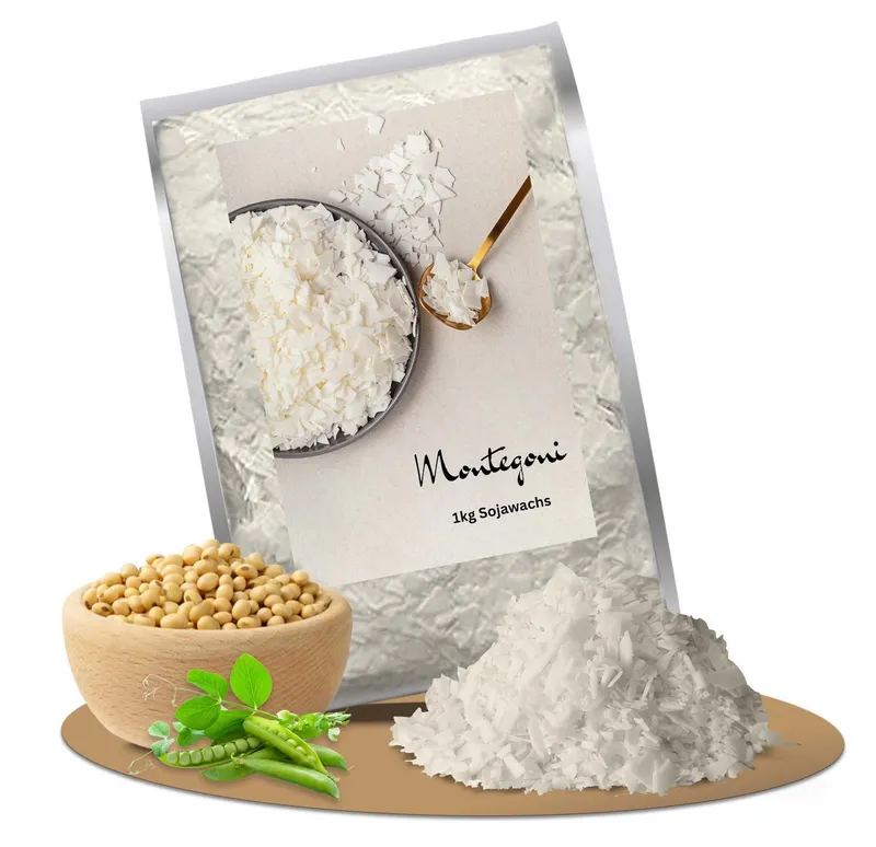 Montegoni Duftkerze 100% natürliches Sojawachs für Kerzen (ohne Zusatzstoffe Premium, 2-tlg., Kerzenwachs für die Kerzenherstellung aus biologischem Anbau), Rein natürlich Sojawachsfloken – Produktbild 1 von 5