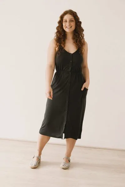 TIRALAHILACHA TIRALAHILACHA Hiara Tencel midi dress, Schwarz, – Produktbild 1 von 4